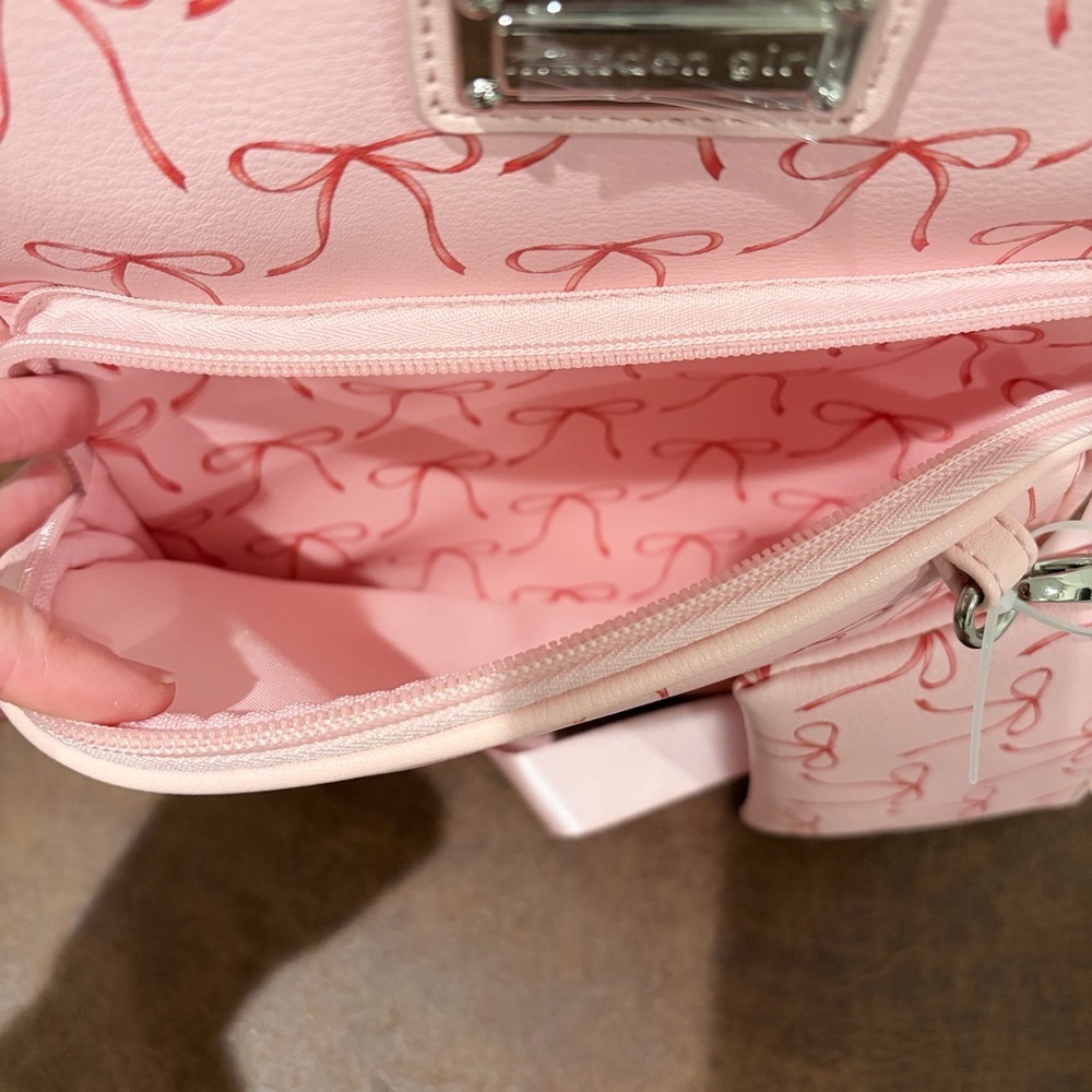 Madden Girl Pink Bow Mini Backpack Y2K Coquette NWT w/ Pouch Travel School - Picture 6 of 10